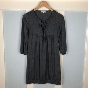 Velvet Torch Grey Bubble Hem Dress w/ Tie at Neck